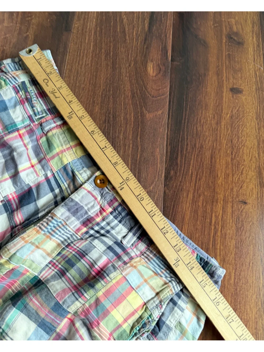J Crew Y2K Madras Cargo Shorts 100% Cotton Mens 33